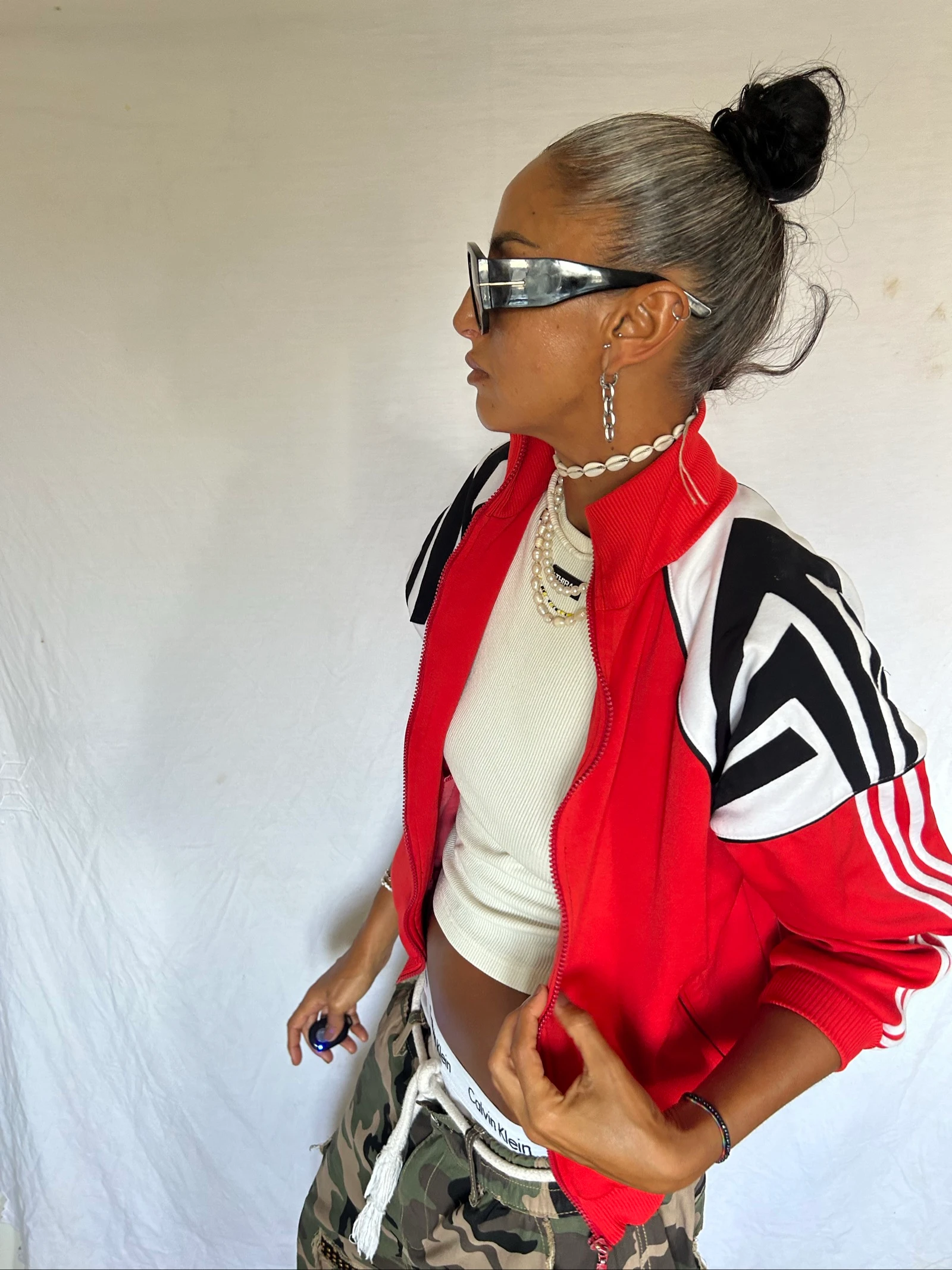 Chaqueta/chaleco - adidas / bordado - cuello alto / top - vintage - Y2K - oversize – photo 17